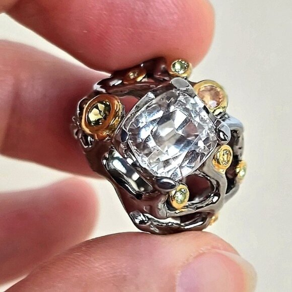 Handcrafted Unheated Kunzite 5.91ct & Sapphire 925 Sterling Silver Ring  Sz 6.75 - Picture 13 of 14